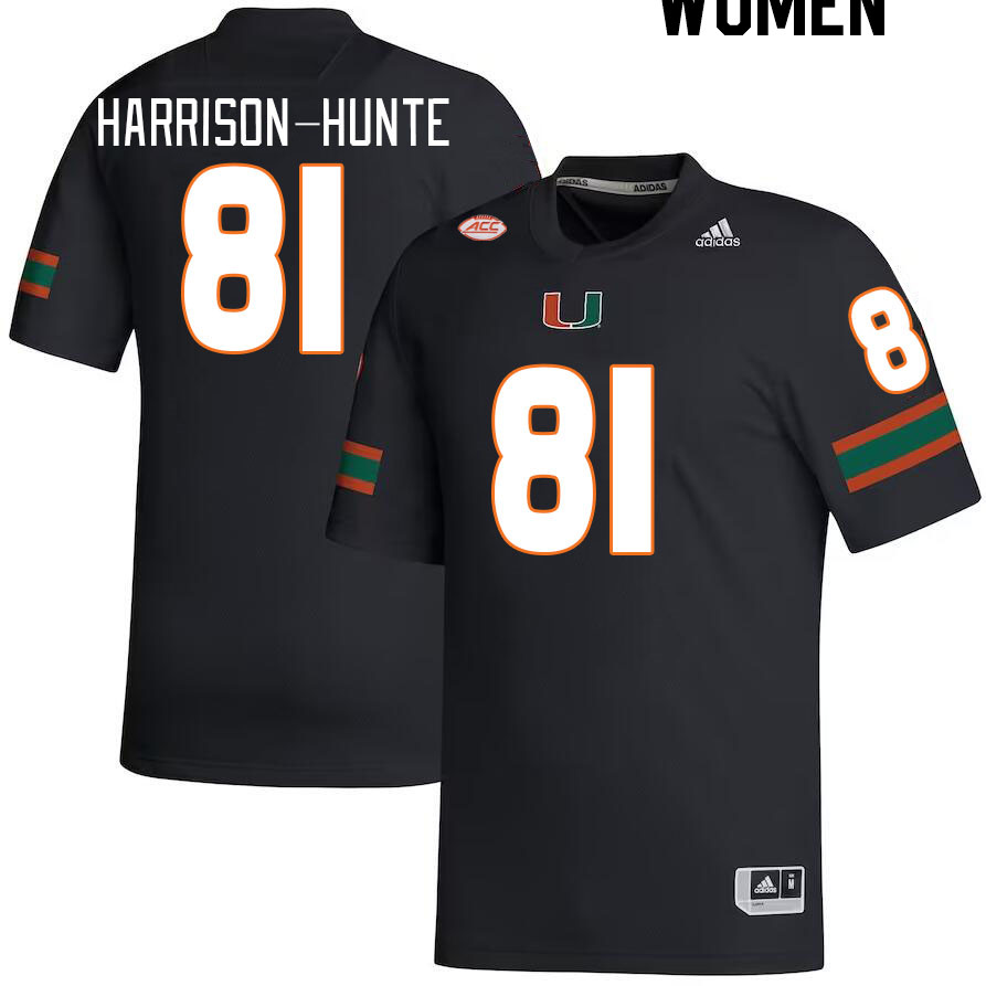 Women #81 Jared Harrison-Hunte Miami Hurricanes College Football Jerseys Stitched-Black